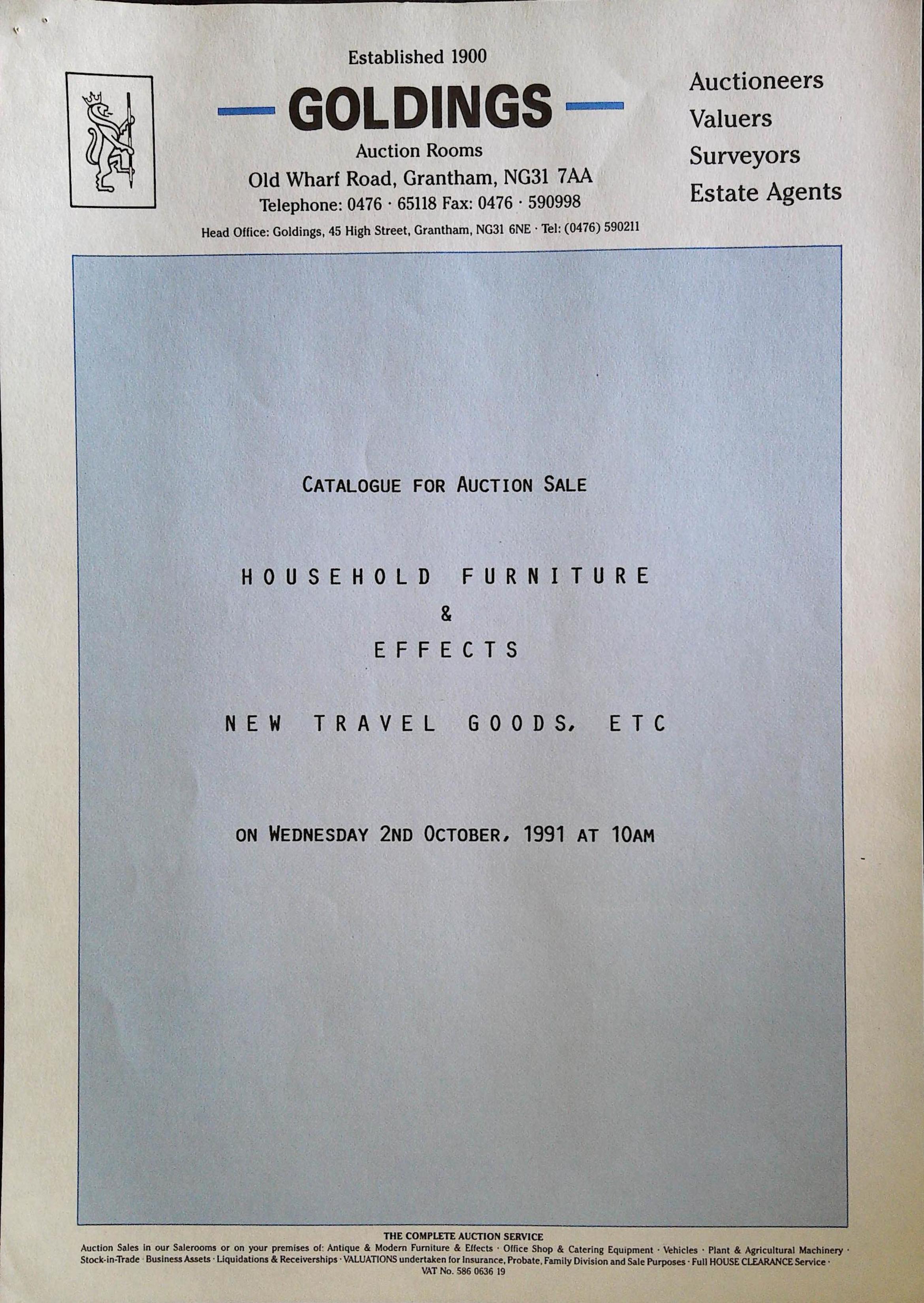 Household Furniture & Effects, Travel Goods, etc Image