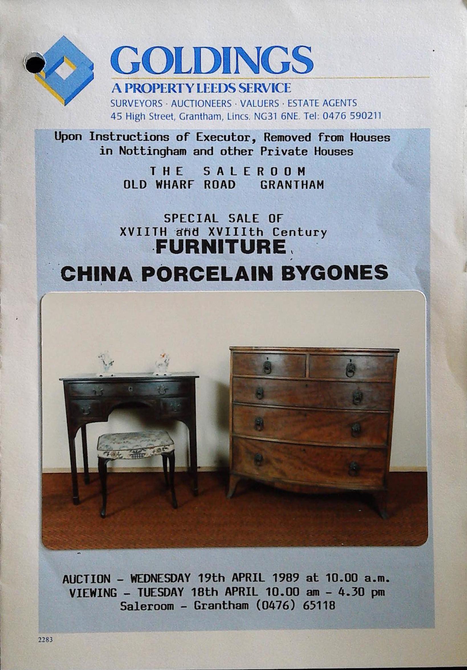 Special Sale of 17th and 18th Century Furniture, China, Porcelain, Bygones Image