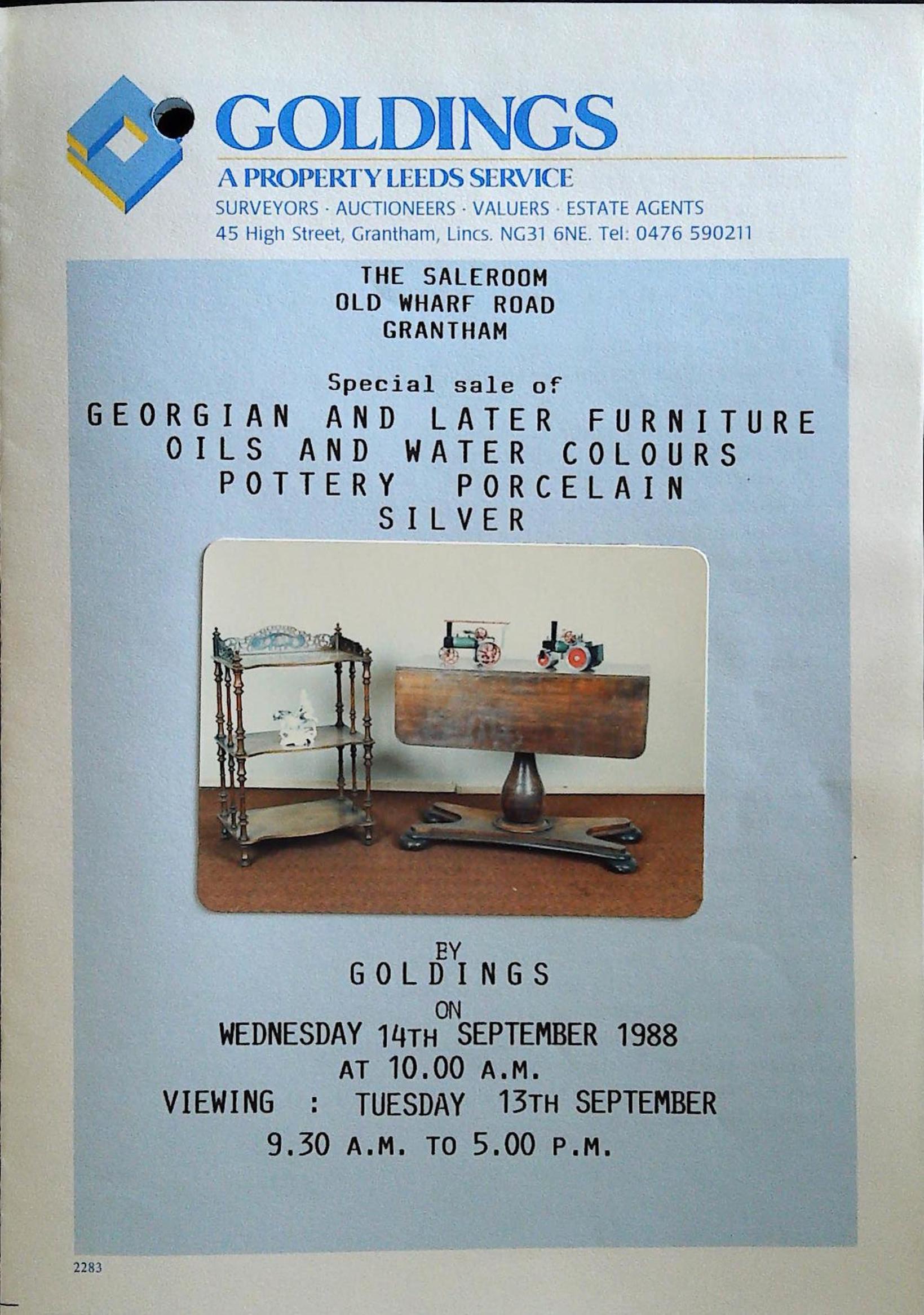 Georgian and Later Furniture, Oils and Water Colours, Pottery, Porcelain, Silver Image