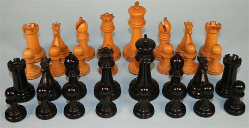 English Chess Set - old London chess pieces - Antique White and