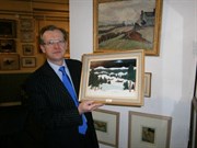 Auctioneer William Gregory With Some Of The Lots In The Fine Art Auction