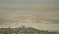 A Watercolour 'Lincoln From West Common ' By Len Roope