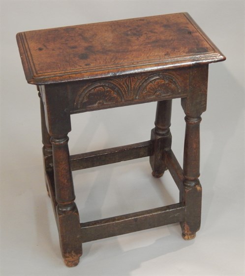 Lot 44 A late 17thC / early 18thC oak coffin stool