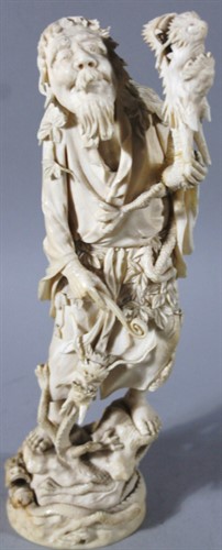Thumbnail _lot 3020 A late 19thC Japanese Meiji period ivory figure
