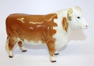 Thumbnail _lot 168 A Beswick bull, with white and brown body, and yellow horns