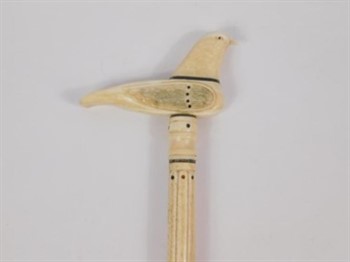 Lot 699 An early 19thC marine ivory and whalebone walking stick