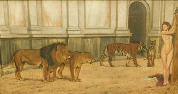 2901 William Edward Millner (1849-1895). Naked maiden with lions and tigers