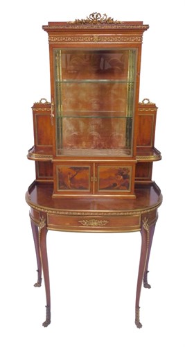 Lot 8 A Louis XVI style mahogany and Vernis Martin vitrine