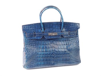 Thumbnail _lot 10 A Hermes blue roy porosus crocodile Birkin bag