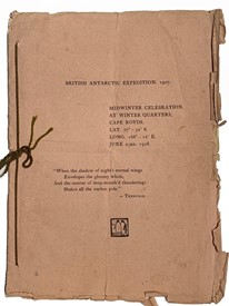 Lot 1 The British Antarctic Expedition 1907-1909 led by Ernest Shackleton - June 23rd 1908. The Midwinter Celebration Programme from Winter Quarters, Cape Royds. Antarctica